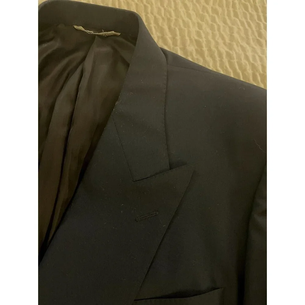CANALI Vintage Super 100's Loro Piana Wool DB Peak Suit in‎ Navy Size 44 R